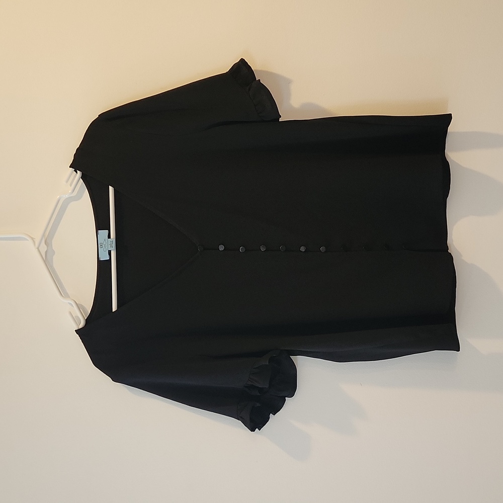 CeCe Black Short-sleeved Blouse